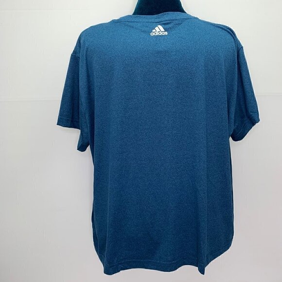 Adidas T Shirt Size XL Laser Pierced Spell Out Logo Crop Tee Blue Short Sleeve - Picture 9 of 9